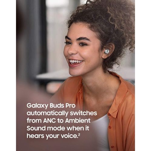 삼성 SAMSUNG Galaxy Buds Pro, Bluetooth Earbuds, True Wireless, Noise Cancelling, Charging Case, Quality Sound, Water Resistant, Phantom Silver (US Version)