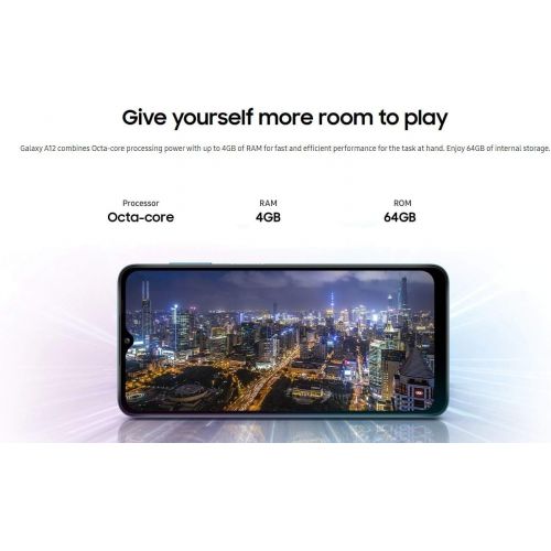 삼성 Samsung Galaxy A12 (64GB, 4GB) 6.5 HD+, Quad Camera, 5000mAh Battery, Dual SIM GSM Unlocked Global 4G Volte (T-Mobile, AT&T, Metro) International Model A125M/DS (64GB SD Bundle, Re