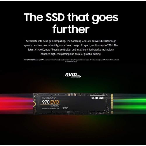 삼성 [아마존베스트]Samsung (MZ-V7E1T0BW) 970 EVO SSD 1TB - M.2 NVMe Interface Internal Solid State Drive with V-NAND Technology, Black/Red