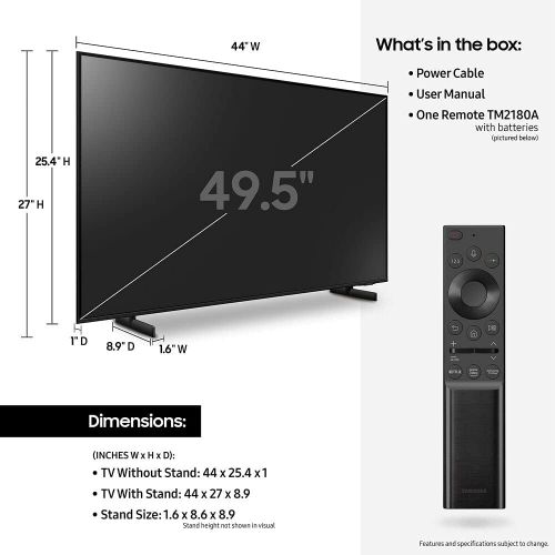 삼성 Samsung UN50AU8000 50 Inch UHD 4K Crystal UHD Smart LED TV (2021) Bundle with Deco Home 60W 2.0 Channel Soundbar, 37-70 inch TV Wall Mount Bracket Bundle and 6-Outlet Surge Adapter