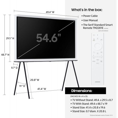 삼성 SAMSUNG 55-Inch Class The Serif LS01B Series - QLED 4K Smart TV with Alexa Built-in (QN55LS01BAFXZA, 2022 Model)