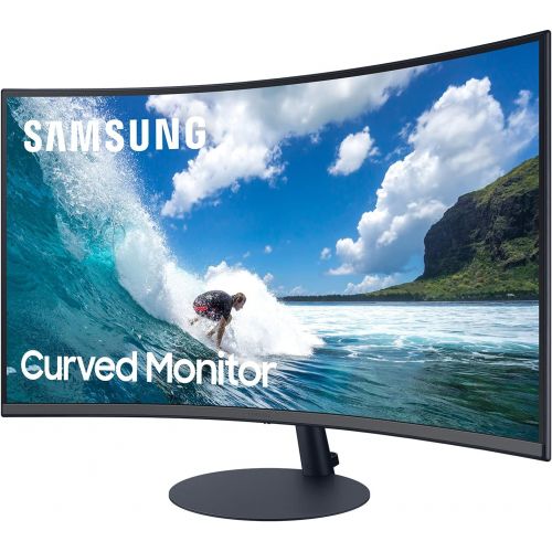 삼성 [아마존베스트]Samsung C32T550FDU curved monitor, 1920 x 1080 pixels, 16:9 format, 75 Hz, 4 ms, 1000R, dual monitor suitable, PC monitor, AMD FreeSync, dark blue grey