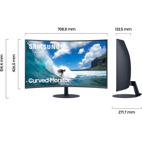 삼성 [아마존베스트]Samsung C32T550FDU curved monitor, 1920 x 1080 pixels, 16:9 format, 75 Hz, 4 ms, 1000R, dual monitor suitable, PC monitor, AMD FreeSync, dark blue grey