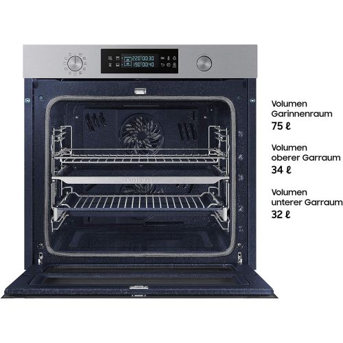 삼성 [아마존베스트]Samsung Dual Cook Flex NV75N5671RS/EG Oven (Electric/Built-In), 56.6 cm Pyrolytic Self-Cleaning, Automatic Programmes, XXL Cooking Chamber, Silver