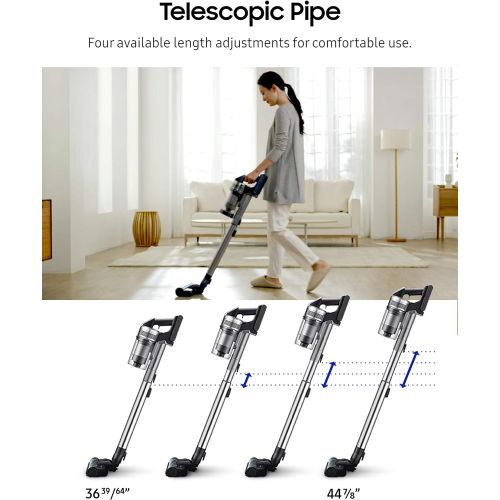 삼성 Samsung Jet?90?Stick Cordless Lightweight Vacuum Cleaner with Removable Long Lasting Battery and 200 Air Watt Suction Power, Complete with Telescopic Pipe, Titan Silver