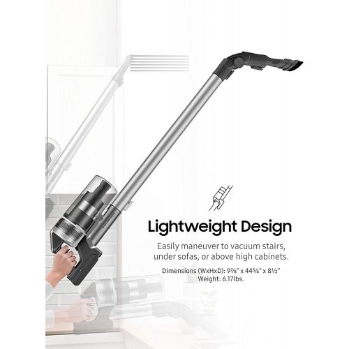 삼성 Samsung Jet?90?Stick Cordless Lightweight Vacuum Cleaner with Removable Long Lasting Battery and 200 Air Watt Suction Power, Complete with Telescopic Pipe, Titan Silver