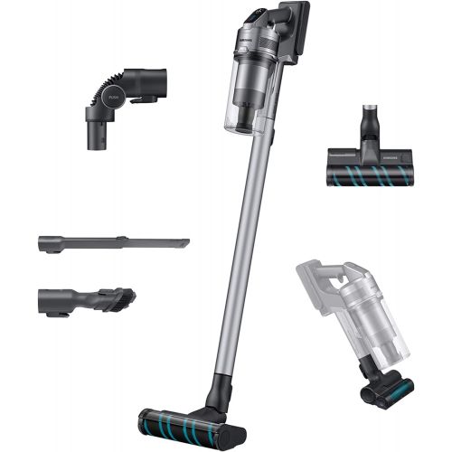 삼성 Samsung Jet 75 Stick Cordless Lightweight Vacuum Cleaner with Removable Long Lasting Battery and 200 Air Watt Suction Power, Complete with 180 Deg Swivel Brush, Titan Silver