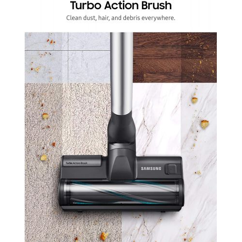 삼성 Samsung Jet 75 Stick Cordless Lightweight Vacuum Cleaner with Removable Long Lasting Battery and 200 Air Watt Suction Power, Complete with 180 Deg Swivel Brush, Titan Silver