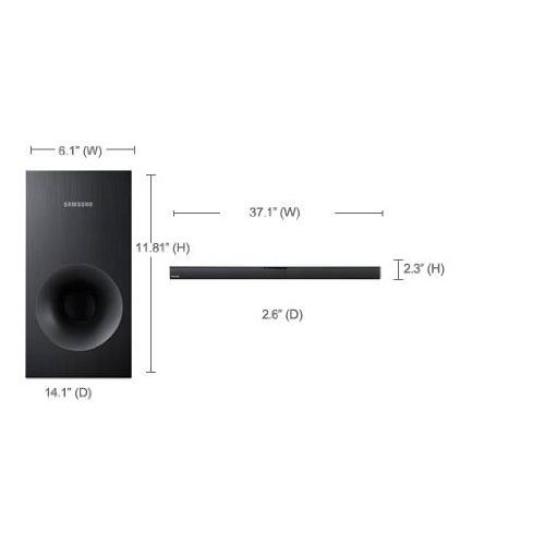 삼성 Samsung 2.1 Channel 120 Watts Soundbar System with 60 Watt Subwoofer, Bluetooth,Black Finish