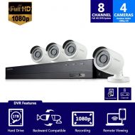 Samsung SDH-B74041 8 Channel 1080p HD 1TB Security Camera System with 4 Outdoor BNC Bullet Cameras SDC-9443BC (Certified Refurbished)