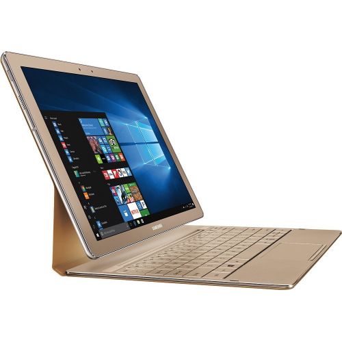 삼성 Samsung Galaxy TabPro S Convertible 2-in-1 Laptop  Tablet, 12 FHD+ Touchscreen - Intel Core m3-6Y30 - 8GB DDR3 Memory - 256GB SSD - Windows 10 - Bluetooth  Webcam - Gold (Keyboar