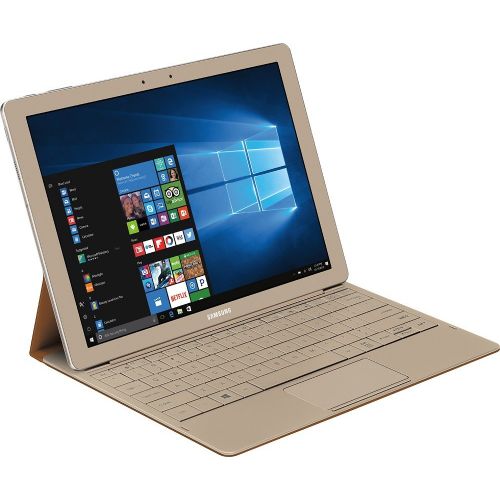 삼성 Samsung Galaxy TabPro S Convertible 2-in-1 Laptop  Tablet, 12 FHD+ Touchscreen - Intel Core m3-6Y30 - 8GB DDR3 Memory - 256GB SSD - Windows 10 - Bluetooth  Webcam - Gold (Keyboar