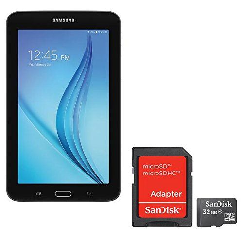 삼성 Samsung Newest Galaxy Tab E Lite Flagship 7 inch Tablet | Spreadtrum T-Shark Quad-Core | 1GB RAM | 8GB | GPS Enabled | MicroSD Slot | Android 4.4 KitKat OS | Include SanDisk 32GB M