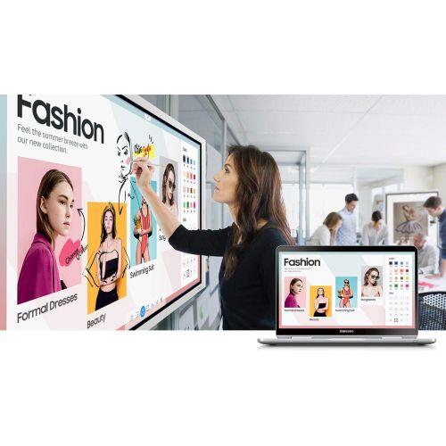 삼성 Samsung Business Samsung Flip 2 WM55R 55 Inch Digital Flipchart for Business 4K UHD 3840x2160 with Touch Screen, Wi-Fi, HDMI, USB (LH55WMRWBGCXZA), Light Gray