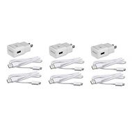 Samsung Electronics 3 Pack Original Samsung Fast Charging Adapter Travel Charger + (2) 5 Foot Micro USB Data Cables - White