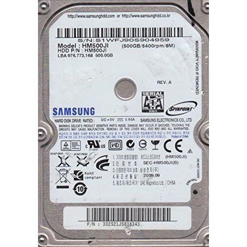 삼성 Samsung Electronics HM500JI, HM500JI, Rev A, Samsung 500GB SATA 2.5 Hard Drive