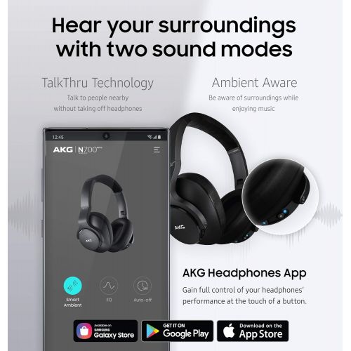 삼성 AKG (A Samsung Brand) N700NC M2 Over-Ear Foldable Wireless Headphones, Active Noise Cancelling Headphones - Black (US Version), 2.6, Model:GP-N700HAHCIWA