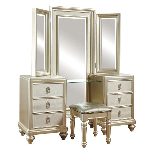  Samuel Lawrence Furniture Samuel Lawrence Diva Vanity with Stool in Silver