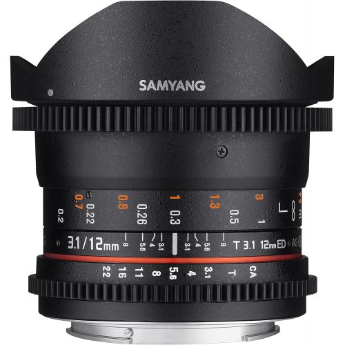  Samyang VDSLR II 12mm T3.1 Ultra Wide Cine Fisheye Lens for Nikon DSLR Cameras - Full Frame Compatible