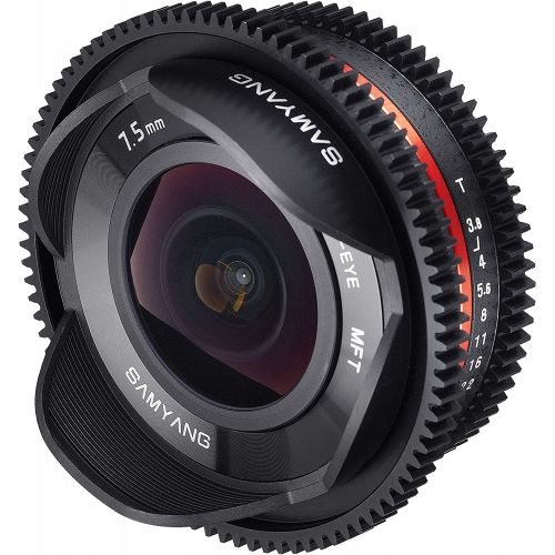  Samyang Cine SYCV75MFT 7.5mm T3.8 Cine Fisheye Lens for OlympusPanasonic Micro 43 Cameras