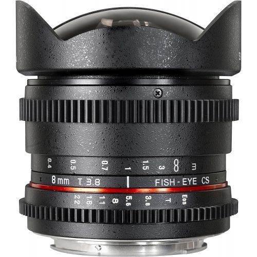  Samyang Cine SY8MV-N 8mm T3.8 Cine for Nikon Video DSLR with Declicked Aperture
