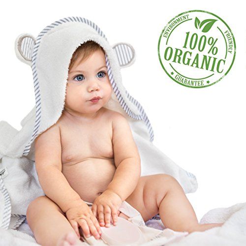  [아마존베스트]San Francisco Baby Organic Bamboo Hooded Baby Towel - Soft, Hooded Bath Towels with Ears for Babies, Toddlers - Hypoallergenic, Large Baby Towel Perfect Baby Shower Gift for Boys and Girls by San Fra