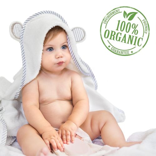  [아마존베스트]San Francisco Baby Organic Bamboo Hooded Baby Towel - Soft, Hooded Bath Towels with Ears for Babies, Toddlers - Hypoallergenic, Large Baby Towel Perfect Baby Shower Gift for Boys and Girls by San Fra