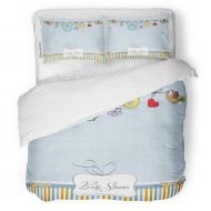 SanChic Duvet Cover Set Newborn Baby Boy Child Birth Girl Cute Tag Decorative Bedding Set 2 Pillow Shams King Size