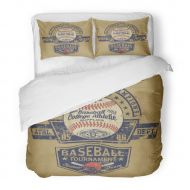 SanChic Duvet Cover Set Vintage Baseball for Boy Sport Wear Effect Decorative Bedding Set with 2 Pillow Cases Full/Queen Size