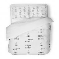 SanChic Duvet Cover Set Arrow Text Little Brave Baby Print-Shirt Abstract Boy Decorative Bedding Set with Pillow Case Twin Size
