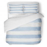 SanChic Duvet Cover Set Baby Stripes of Blue Color on Watercolor Boy Decorative Bedding Set with 2 Pillow Cases Full/Queen Size