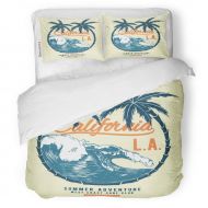 SanChic Duvet Cover Set Beach California Surf Vintage Summer Palm Graphic Boy Decorative Bedding Set with 2 Pillow Cases Full/Queen Size