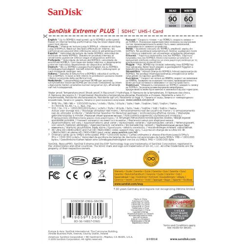 샌디스크 SanDisk Extreme Plus 128GB SDXC Memory Card up to 150MB/s, Class 10, U3, V30