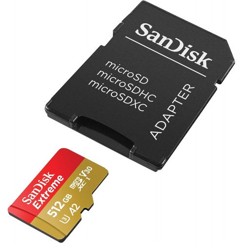 샌디스크 [아마존 핫딜]  [아마존핫딜]SanDisk 512GB Extreme microSDXC UHS-I Memory Card with Adapter - C10, U3, V30, 4K, A2, Micro SD - SDSQXA1-512G-GN6MA