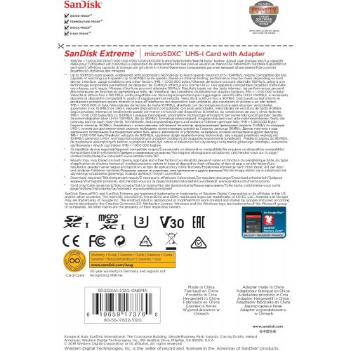 샌디스크 [아마존 핫딜]  [아마존핫딜]SanDisk 512GB Extreme microSDXC UHS-I Memory Card with Adapter - C10, U3, V30, 4K, A2, Micro SD - SDSQXA1-512G-GN6MA