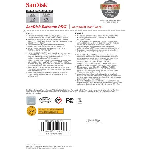 샌디스크 [아마존 핫딜] [아마존핫딜]SanDisk Extreme PRO 128GB CompactFlash Memory Card UDMA 7 Speed Up To 160MB/s- SDCFXPS-128G-X46