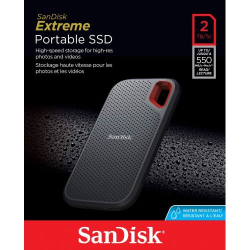 샌디스크 [아마존 핫딜] [아마존핫딜]SanDisk 2TB Extreme Portable External SSD - Up to 550MB/s - USB-C, USB 3.1 - SDSSDE60-2T00-G25
