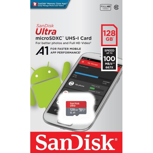 샌디스크 [아마존핫딜][아마존 핫딜] SanDisk 128GB Ultra microSDXC UHS-I Memory Card with Adapter - C10, U1, Full HD, A1, Micro SD Card - SDSQUAR-128G-GN6MA