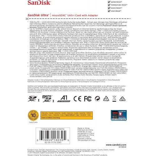 샌디스크 [아마존핫딜][아마존 핫딜] SanDisk 128GB Ultra microSDXC UHS-I Memory Card with Adapter - C10, U1, Full HD, A1, Micro SD Card - SDSQUAR-128G-GN6MA