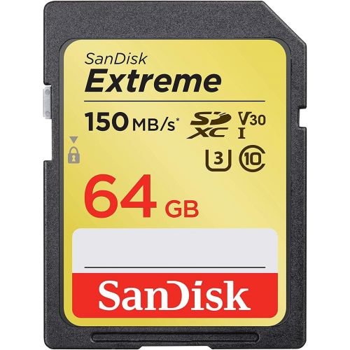 샌디스크 [아마존베스트]SanDisk 64GB Extreme Memory Card works with Canon EOS Rebel SL2, T6, T6i, T5i EF-S, EOS 80D, Powershot Camera SDXC 4K V30 UHS-I (SDSDXVE-064G-GNCIN) with Everything But Stromboli C