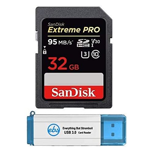 샌디스크 SanDisk Extreme Pro 32GB SD Card for Fujifilm Camera Works with X100V, X-T4, X-T200, X-Pro3, X-A7 Class 10 (SDSDXXG-032G-GN4IN) Bundle with (1) Everything But Stromboli 3.0 SD Memo