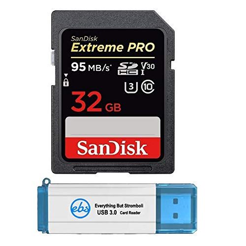 샌디스크 SanDisk Extreme Pro 32GB SD Card for Fujifilm Camera Works with X100V, X-T4, X-T200, X-Pro3, X-A7 Class 10 (SDSDXXG-032G-GN4IN) Bundle with (1) Everything But Stromboli 3.0 SD Memo