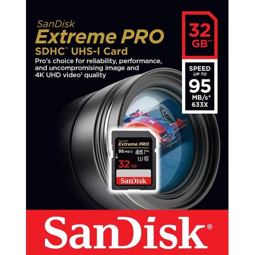 샌디스크 SanDisk Extreme Pro 32GB SD Card for Fujifilm Camera Works with X100V, X-T4, X-T200, X-Pro3, X-A7 Class 10 (SDSDXXG-032G-GN4IN) Bundle with (1) Everything But Stromboli 3.0 SD Memo