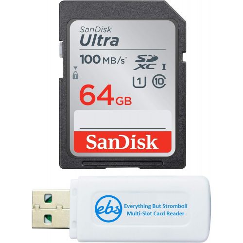 샌디스크 SanDisk Ultra 64GB SD Memory Card for Fujifilm Camera Works with X-T30, X-T3, X-H1, GFX 50R, X-Pro3 Class 10 UHS-I (SDSDUNR-064G-GN6IN) Bundle with 1 Everything But Stromboli Micro