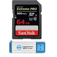 SanDisk 64GB SDXC SD Extreme Pro Memory Card UHS-II Works with Fujifilm X-T3, X-T2, X-T1 Mirrorless Camera 300MB/s 4K V30 (SDSDXPK-064G-ANCIN) Plus 1 Everything But Stromboli 3.0 S