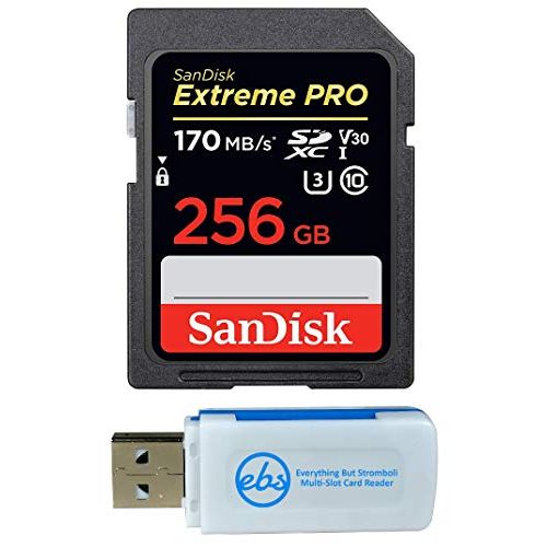 샌디스크 SanDisk 256GB SDXC Extreme Pro Memory Card Works with Sony Alpha a7 III Mirrorless Camera 4K V30 UHS-I (SDSDXXY-256G-GN4IN) Plus (1) Everything But Stromboli (TM) Combo Reader
