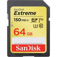 SanDisk 64GB Extreme SDXC UHS-I Card - C10, U3, V30, 4K UHD, SD Card - SDSDXV6-064G-GNCIN, Black