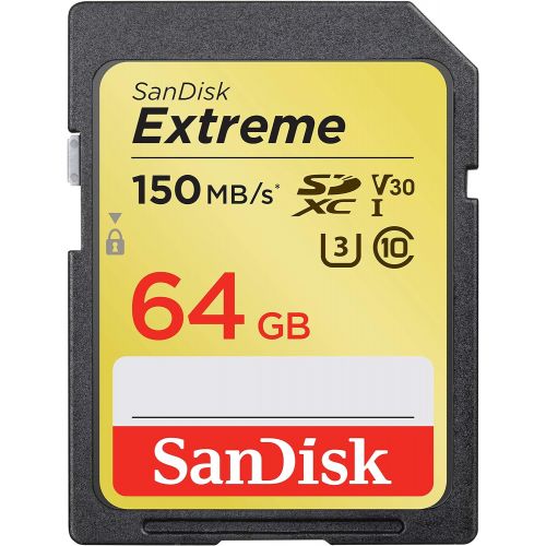 샌디스크 SanDisk 64GB Extreme SDXC UHS-I Card - C10, U3, V30, 4K UHD, SD Card - SDSDXV6-064G-GNCIN, Black