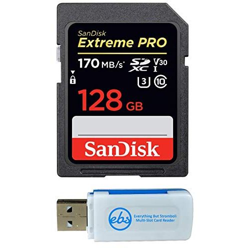 샌디스크 Nikon D850 SanDisk 128GB Extreme Pro Memory Card works with FX-format Digital SLR DSLR Camera SDXC 4K V30 UHS-I (SDSDXXY-128G-GN4IN) with Everything But Stromboli Combo Reader