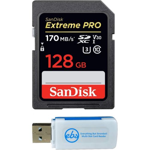 샌디스크 Nikon D850 SanDisk 128GB Extreme Pro Memory Card works with FX-format Digital SLR DSLR Camera SDXC 4K V30 UHS-I (SDSDXXY-128G-GN4IN) with Everything But Stromboli Combo Reader